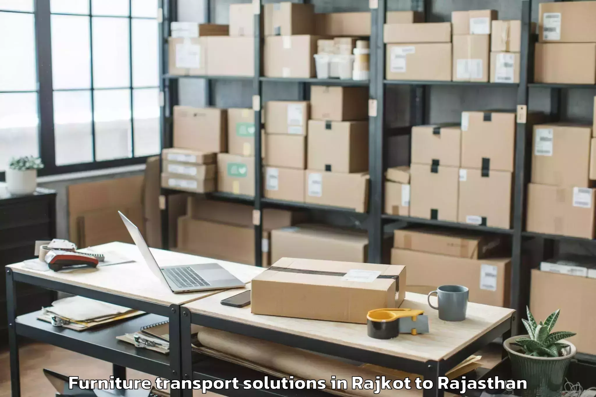 Book Rajkot to Sheoganj Furniture Transport Solutions Online